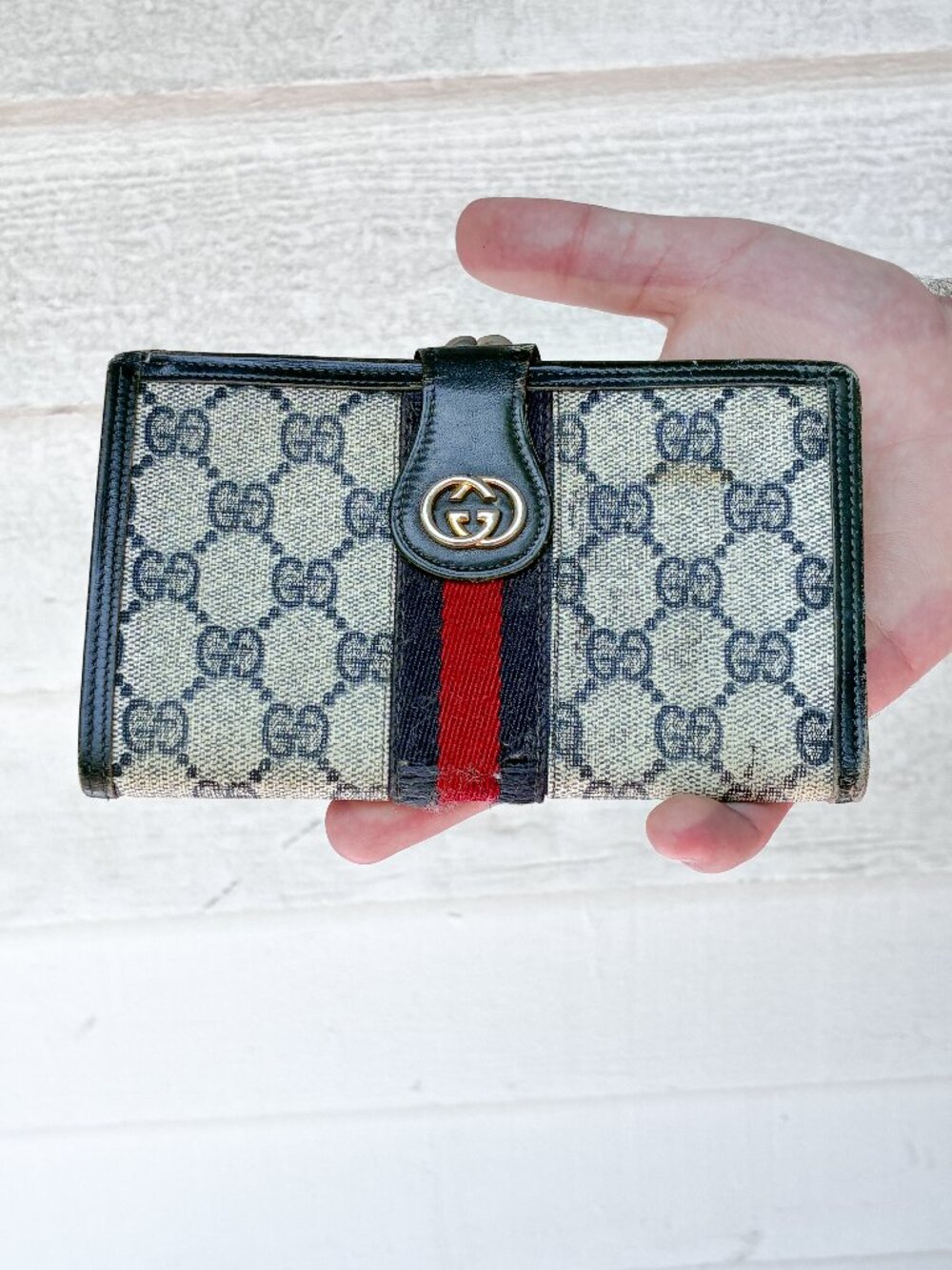 Vintage Gucci Boutique Blue GG Supreme Monogram French Wallet – Made in Italy